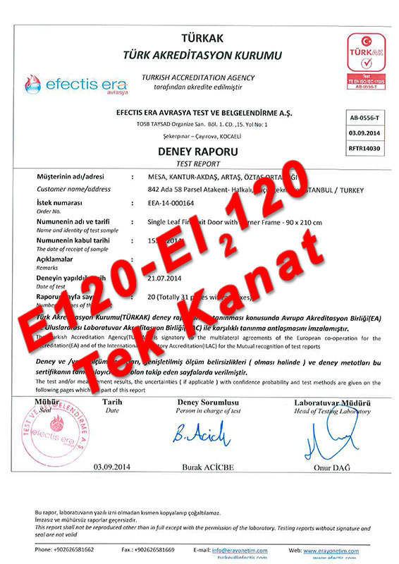 E120-EI<sub>2</sub>120<br />Tek Kanat